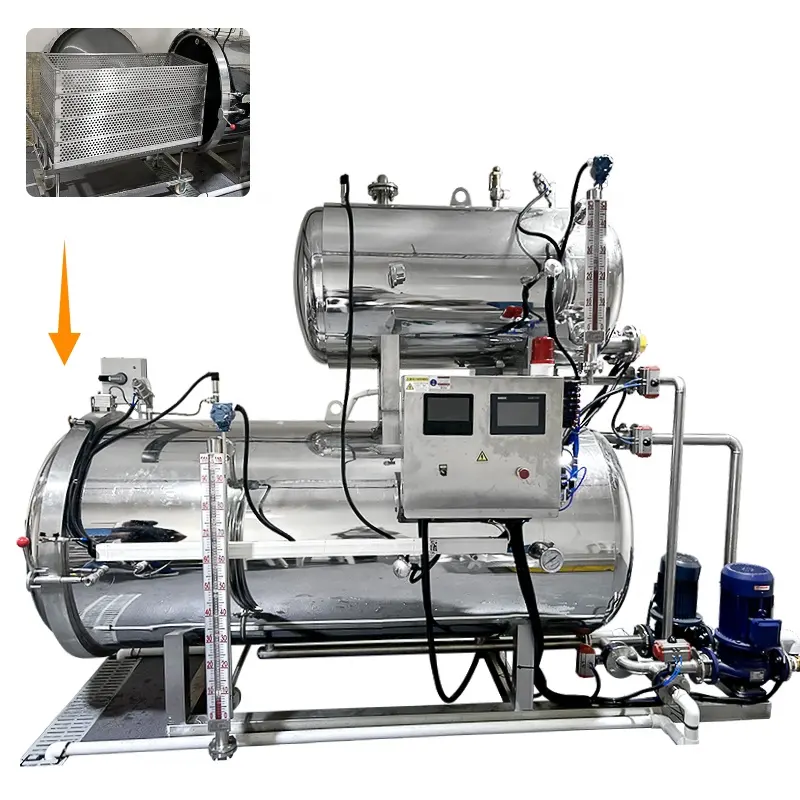 Mesin autoklaf industri botol Pot sterilisasi makanan daging suhu tinggi