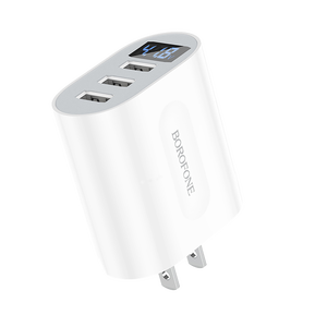 <span class=keywords><strong>Borofone</strong></span> OEM DBA11สหรัฐปลั๊กแรงดันไฟฟ้าจอแสดงผลดิจิตอลปัจจุบันสามพอร์ตชาร์จผนัง - Product Image 1