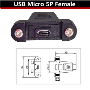 <b>Micro</b> <b>Usb</b> Type <b>B</b> Adapter 0.3M Right Angle With Screw Mounting For Digital Devices - Product Image 3