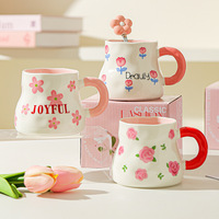 Tasse en porcelaine blanche résistante aux hautes températures avec anse, design moderne et simple, motif animalier peint à la main sous glaçure