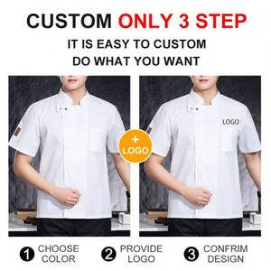เสื้อเชฟแขนสั้นสีดำสำหรับฤดูร้อน แบบยูนิเซ็กซ์ รับผลิตเสื้อผ้าแฟชั่นสำหรับงานอุตสาหกรรม พร้อมปักโลโก้ตามสั่ง ขายส่งจากโรงงาน - Product Image 3