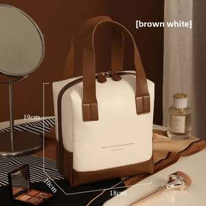 Sac de rangement portable imperméable en cuir PU avec fermeture éclair, sac de maquillage, sac de toilette de voyage, sac de cosmétiques - Product Image 6