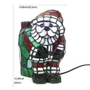 LongHuiJing Tiffany Style Christmas Stained Glass Bobble Head Santa <b>Lighted</b> Table Lamp - Product Image 4