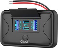 Prise murale USB 78W 4 ports 12V, double PD 36W et double QC3.0 18W, chargeur léger à montage en surface