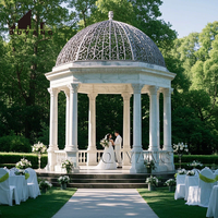 Gazebo de Piedra para Jardín, Decoración Exterior Personalizada QUYANG, Pabellón de Mármol Tallado a Mano para Bodas con Cúpula de Hierro