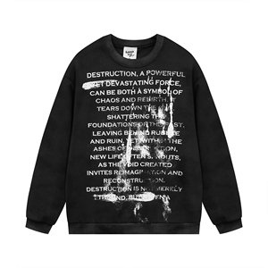 StreetLux Custom <b>Round</b> Neck Hoodie for Men Autumn High Street Design with <b>Letter</b> Tie Dye Digital Printing Loose Top for Winter - Product Image 2