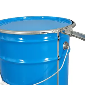 Seau en étain métallique vide de 20l avec couvercle à anneau de verrouillage, poignée en métal, tambour en étain de 5 gallons pour emballage de peinture, récipient en métal de peinture