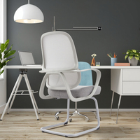 Nouvelle arrivée 823C Fauteuil releveur moderne gris en PU avec base à ressorts en acier industriel et cadre en maille incurvée pour salle de conférence
