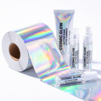 Étiquette cosmétique vierge durable compatible Afinia LT5C, résistante à l'huile et à l'eau, en PP holographique, pour imprimante laser, personnalisable et en rouleau continu