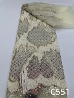 NI.AI Nouveau design Tissu en dentelle brodée à motif losanges, à pampilles, perlé et à sequins