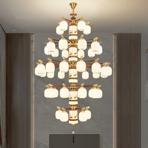 New Chinese Style Multi Head Chandelier Solid Wood <b>Led</b> <b>Light</b> For Living Room Staircase Hallway Ceiling Lamp Round Design - Product Image 3