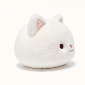 Nouveau style 2026 : Peluche chat blanc moelleuse et mignonne, coussin en peluche doux avec rembourrage en coton PP, personnalisable - Product Image 3