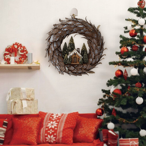 Mini Cabaña de Nieve con Árbol de Navidad Decorado con Adornos Circulares en Forma de Hoja para Decoración de Fiestas Navideñas - Product Image 2