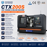 Centre d'usinage CNC à double broche robuste CTX200S avec axe Y, outils motorisés et tour à banc incliné, contrôlé par FANUC