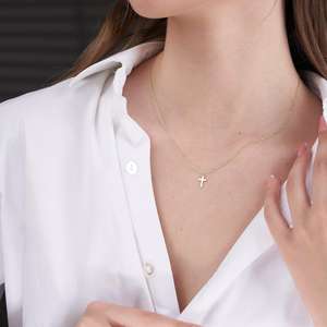 Refined Simple Women's Necklace Stainless Steel <b>Cross</b> Chain14K Gold Plated <b>Cross</b> Necklace <b>with</b> Adjustable <b>Chain</b> Daily Wear - Product Image 6