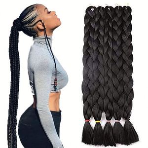 Extensiones de Cabello Sintético de Fibra de Alta Temperatura al por Mayor, Trenzas <span class=keywords><strong>Jumbo</strong></span> Africanas de 82 Pulgadas, Material Crudo Liso Yaki para Trenzar - Product Image 1