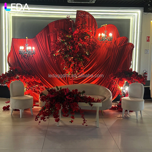 LEDA Modern Indoor Events <b>Decoration</b> Large Red Flower Shape Backdrop Milk Silk Curtain Fabric Drapery <b>for</b> Wedding - Product Image 2