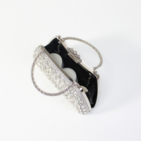 Bolso de Noche Curvo de Lujo con Pedrería Completa, Asa de Cristal con Forma de Hoja Marquesa y Diamantes, Cartera de Fiesta para Mujer para Boda y Baile de Graduación