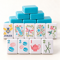 Jeu de tuiles de mahjong en acrylique pour les fêtes de jardin, le thé de l'après-midi, les jeux de table avec des amis, des sœurs et des couples, les rassemblements de jardin du week-end