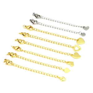 Stainless Steel Lobster Clasp Extension Chain Heart Shape For <b>Bracelet</b> Making DIY Jewelry Accessories Gold And Silver Plated - Product Image 1