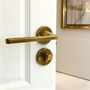 Nueva Cerradura de <span class=keywords><strong>Puerta</strong></span> Amarilla Minimalista China de Estilo Vintage, de Aleación de Zinc, con Manija Silenciosa, para Hogar, Dormitorio, Comercial - Product Image 6