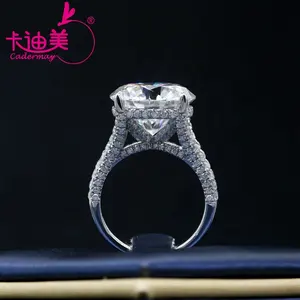 Cadermay Sieraden Luxe 12CT Big Size Moissanite Diamond S925 Zilveren Ring 15Mm Trendy Engagement Wedding Ring Band Volledige Instelling