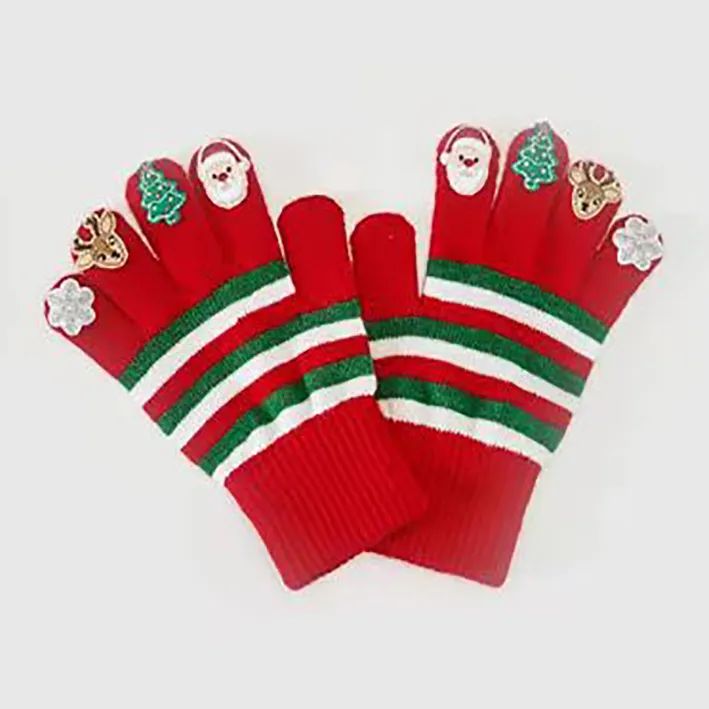 Gants d'hiver extensibles personnalisés en gros Gants tricotés en acrylique pour tablette Gants de personnalité de Noël personnalisés