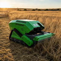 Tondeuse robotisée industrielle télécommandée avec moteur diesel 18 CV, conception sur chenilles et système de coupe à fléaux pour pentes raides