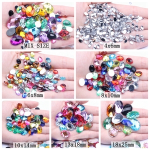 Vente en gros usine de <span class=keywords><strong>strass</strong></span> en acrylique cristal à dos plat à <span class=keywords><strong>coller</strong></span>, 200 pièces, tailles mixtes, forme ovale, facettes Earth, pour vêtements, chaussures, ongles - Product Image 3