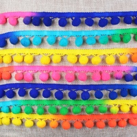 Fournitures en gros de franges à boules colorées de 3 cm, garnitures en dentelle à pompons ombrés pour la couture, l'artisanat et les rideaux
