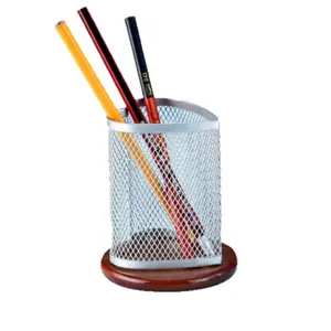 factory supply color heart -shaped office metal mesh pen holder