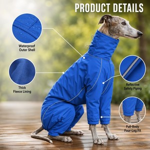Manteau imperméable et coupe-vent pour chien Greyhound, veste réfléchissante pour animaux de compagnie, impression personnalisée couleur OEM ODM, tenue d'extérieur, vêtements pour animaux - Product Image 2