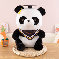 Peluche de Panda con Gorro de Graduación Realista, Súper Suave, Relleno de Algodón PP, Logotipo Personalizable, para Aliviar el Estrés de la Graduación
