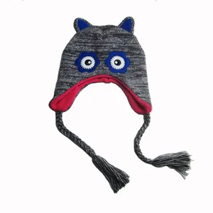 Toptan sevimli hayvan tasarımı örme şapka kış kulaklığı kış çocuk şapka