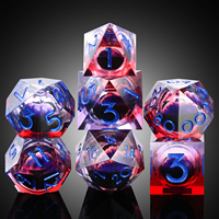 Jeu de dés DND 7 pièces polyédriques avec noyau liquide flottant et œil de dragon, dés à bords vifs pour jeux de rôle Dungeons and Dragons