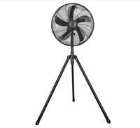 Ventilateur sur pied oscillant à moteur 100% cuivre, 5 pales métalliques de 12 pouces, avec base trépied, pour extérieur, emballage en boîte couleur