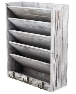 Горячая Распродажа деревенский поджег деревянный настенный металлический стеллаж для хранения документов, записная книжка, почтовых ящиков настенный держатель Деревянный почты для сортировки по цвету