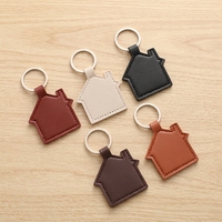 Porte-clés en forme de maison en cuir PU, portable, multifonctionnel, décoratif, breloque promotionnelle pour sac, cadeau pour agents immobiliers