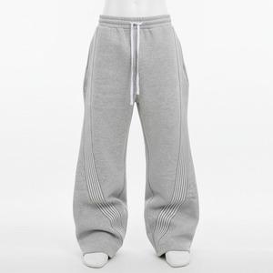 2026 Vente en gros Pantalon de jogging streetwear pour <span class=keywords><strong>homme</strong></span> en coton, coupe oversize ample, jambe large, avec logo personnalisé et bandes latérales superposées - Product Image 2