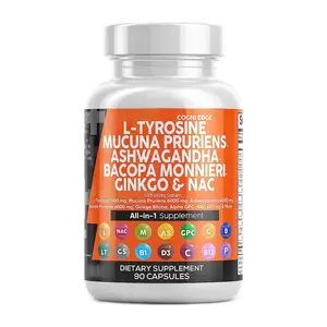 OEM Focus Supplement L-Tyrosine Mucuna Pruriens Bacopa Monnieri Ashwagandha Capsules with N-Acetyl Cysteine Vitamins