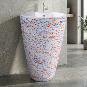 Nuevo Lavabo de Cerámica de una Pieza con Pedestal, Rectangular, para Uso en Hospitales y Villas, Diseño Moderno - Product Image 1