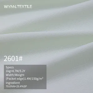 Double-sided High Stretch 70.6% Nylon 29.4% Spandex 155g Thin Striped Rib Knit Sports Underwear Fabric