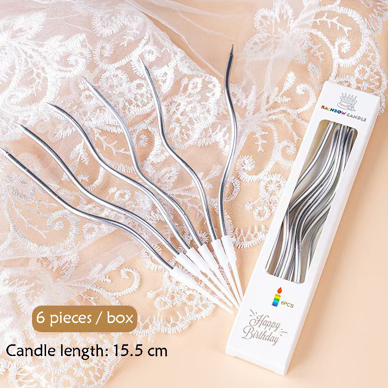 Candela curva color argento