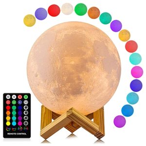 Lampe de Nuit LED 3D Imprimée en Gros, à Changement de Couleur, avec Télécommande, Étanchéité IP54, 20CM, en Plastique, Fonctionnant sur Piles, Lampe Lune pour Bébé - Product Image 6