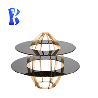 Présentoirs à gâteaux de luxe en acier inoxydable doré pour buffet, décoration de table de mariage, rehausseur de buffet, utilisation en hôtel et restaurant, vaisselle