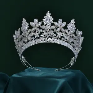 Lujosa boda brillante cobre circón nupcial accesorios para el cabello princesa diadema desfile Tiara