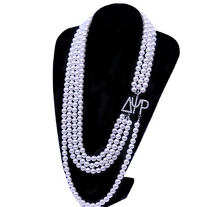 Diseñador <span class=keywords><strong>de</strong></span> <span class=keywords><strong>alta</strong></span> calidad declaración hermandad joyería capas <span class=keywords><strong>de</strong></span> perlas blancas hebras griego Delta Psi Rho Sisterhood collar - Product Image 4