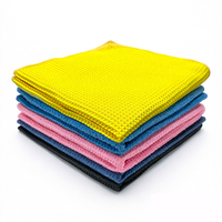 Kain Lap Kaca Mikrofiber Waffle Weave Bebas Serat, Anti Gores, Sarang Lebah, Profesional untuk Detailing Mobil, Handuk Pengering Cuci Mobil