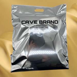 Custom LOGO Silver Mailer With Handle for Clothing <b>Mailing</b> Mailer <b>Bags</b> Clothing Packages <b>Bags</b> Metallic Silver <b>Mailing</b> <b>Bags</b> - Product Image 1