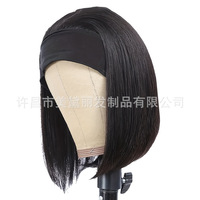 Perruques bandeau sans colle en cheveux naturels brésiliens vierges doublement étirés, coupe courte BOB, avec dentelle transparente, pour femmes noires, vente en gros, frontale HD en cheveux humains